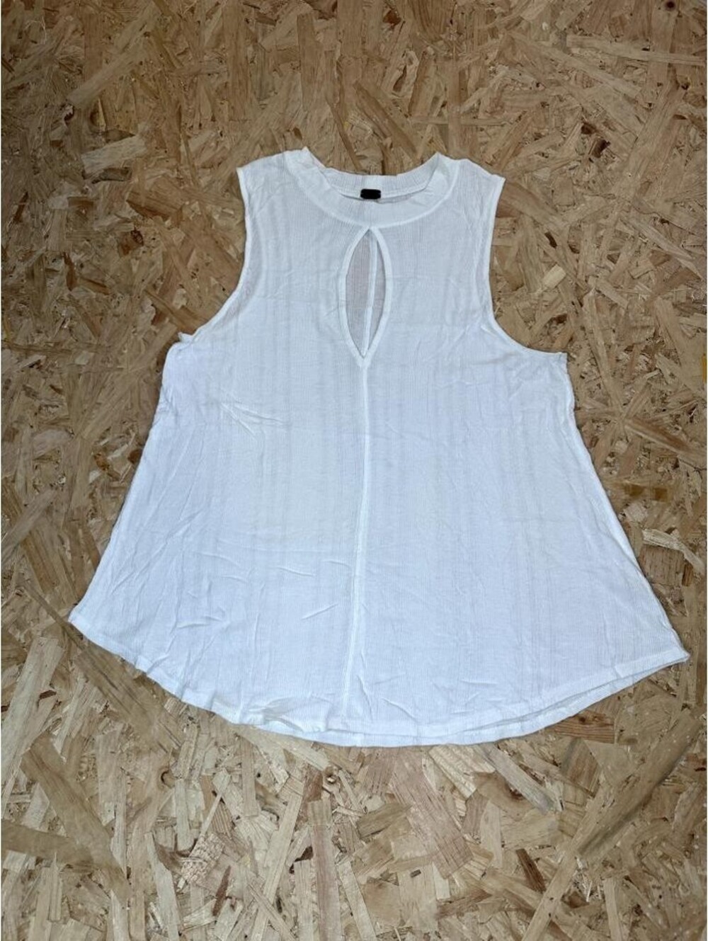 Free People We The Free Tank Top Womens Medium White Keyhole Ribbed Knit